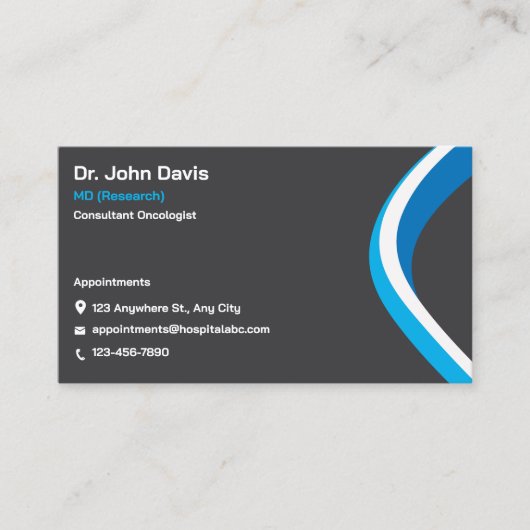 Professioneel Grijs en Blauw Modern Minimalist Visitekaartje (Voorkant)