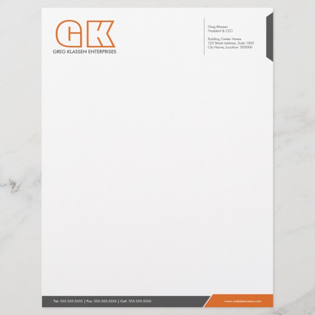 Professioneel grijs en oranje briefhoofd template (Voorkant)