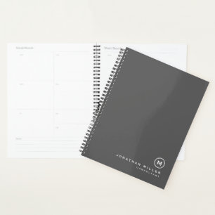 Professioneel grijs en wit monogram Initiaal Planner
