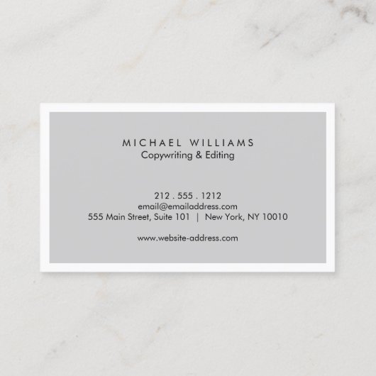 Professioneel grijs en wit Visitekaartje (Achterkant)