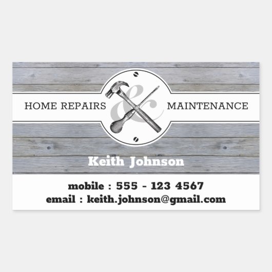 Professioneel grijs hout — Handyman Construction Rechthoekige Sticker (Voorkant)