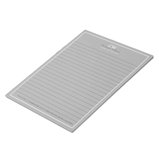 Professioneel grijs minimalist notitieblok (Schuin)