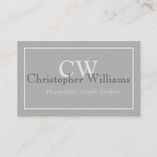 Professioneel grijs minimalistisch Visitekaartje (Voorkant)