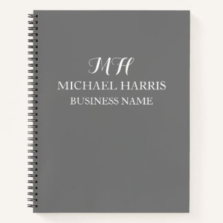 Professioneel Grijs Monogram Initiaal Bedrijf Notitieboek