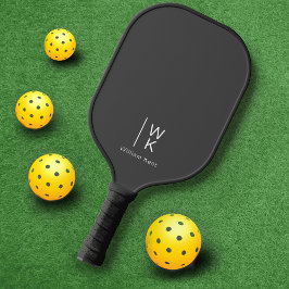 Professioneel Grijs Monogram Initialen + Naam Pickleball Paddle