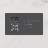 Professioneel grijs monogram minimaal modern Busin Contactkaartje (Achterkant)