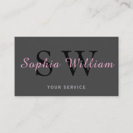 Professioneel grijs monogram minimaal modern Busin Contactkaartje