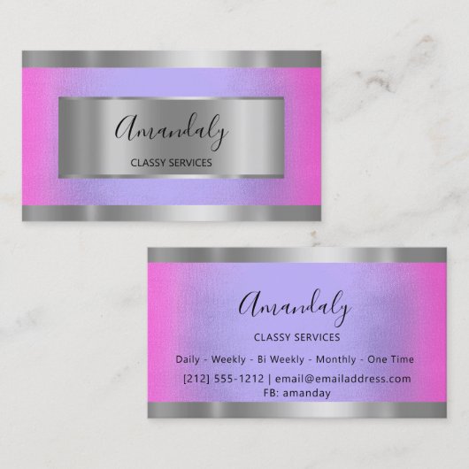 Professioneel, grijs omhuld elegant roze blauw visitekaartje (Voorkant / Achterkant)