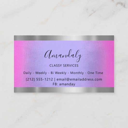 Professioneel, grijs omhuld elegant roze blauw visitekaartje (Achterkant)