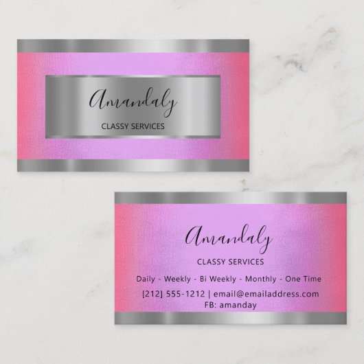 Professioneel, grijs omhuld elegant roze koper visitekaartje (Voorkant / Achterkant)