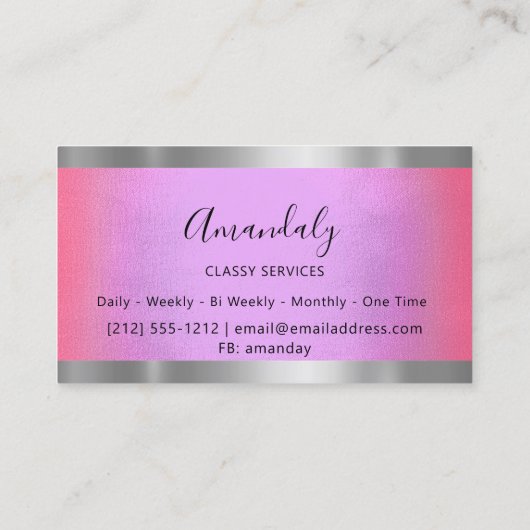 Professioneel, grijs omhuld elegant roze koper visitekaartje (Achterkant)