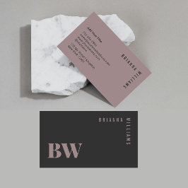 Professioneel Grijs Oud Roze Monogram Modern Minim Visitekaartje