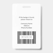 Professioneel grijs personeels-ID-badge met foto Badge (Achterkant)