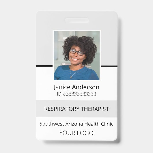 Professioneel grijs personeels-ID-badge met foto Badge (Voorzijde)