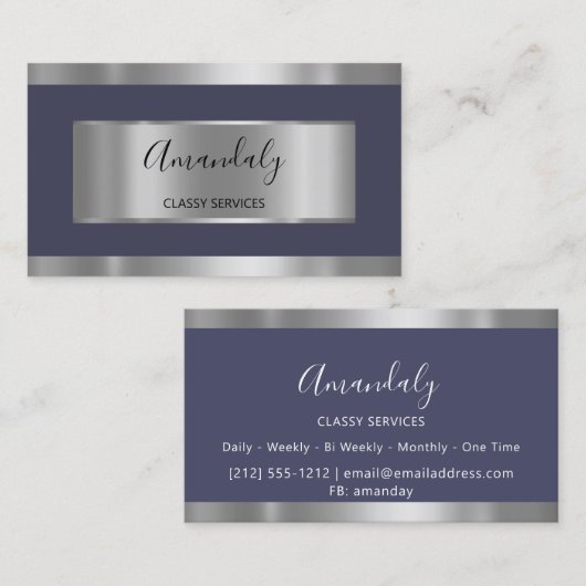 Professioneel, grijs, rokerblauw visitekaartje (Voorkant / Achterkant)