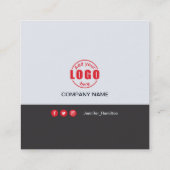 Professioneel grijs Rood voeg je foto-QR-code toe Vierkante Visitekaartje (Achterkant)