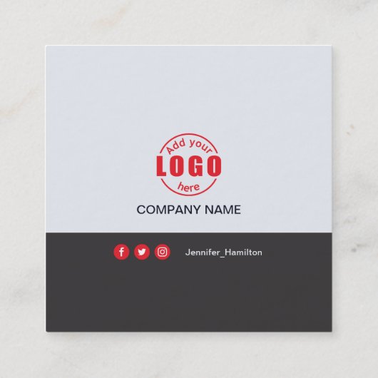 Professioneel grijs Rood voeg je foto-QR-code toe Vierkante Visitekaartje (Achterkant)