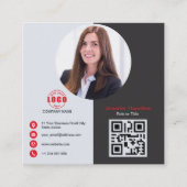 Professioneel grijs Rood voeg je foto-QR-code toe Vierkante Visitekaartje (Voorkant)