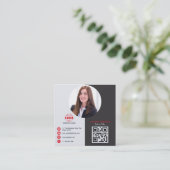 Professioneel grijs Rood voeg je foto-QR-code toe Vierkante Visitekaartje (Staand voorkant)