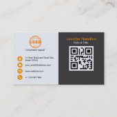 Professioneel Grijs Sinaasappel voeg uw Logo QR Co Visitekaartje (Voorkant)