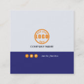 Professioneel grijs Sinaasappel voegt uw foto QR C Vierkante Visitekaartje (Achterkant)