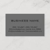 Professioneel grijs Solid Color Monogram Visitekaartje (Achterkant)