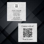Professioneel grijs uitvoerend logo QR-code Vierkante Visitekaartje