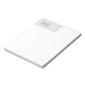 Professioneel grijs wit gewoon minimalistisch naam notitieblok (Linkerzijde)