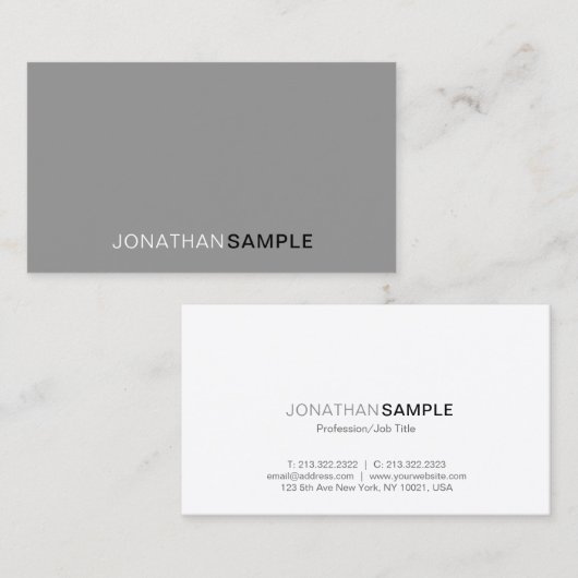 Professioneel, grijs, wit minimumplaatje visitekaartje (Voorkant / Achterkant)