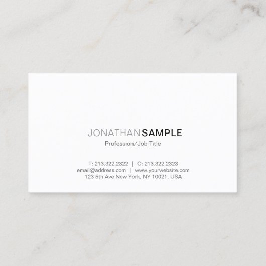 Professioneel, grijs, wit minimumplaatje visitekaartje (Achterkant)