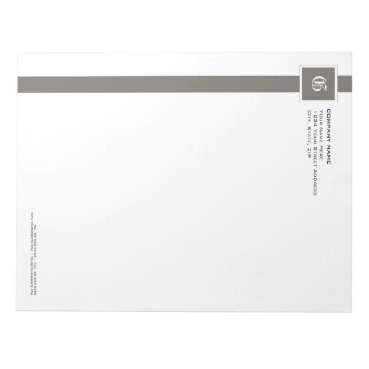 Professioneel grijs & wit Stripe monogram 11 x 8 i Notitieblok (Voorkant)