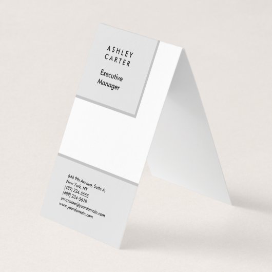 Professioneel grijs witte vlakke, minimalistische  visitekaartje (Voorkant)