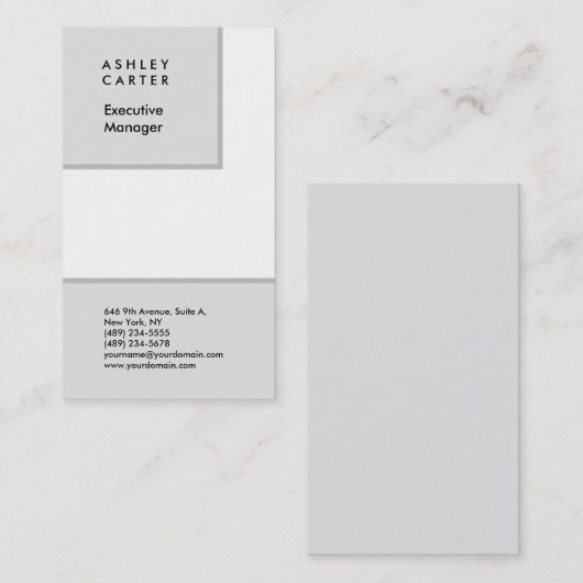 Professioneel grijs witte vlakke, minimalistische  visitekaartje (Voorkant / Achterkant)