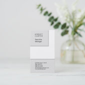 Professioneel grijs witte vlakke, minimalistische  visitekaartje (Staand voorkant)