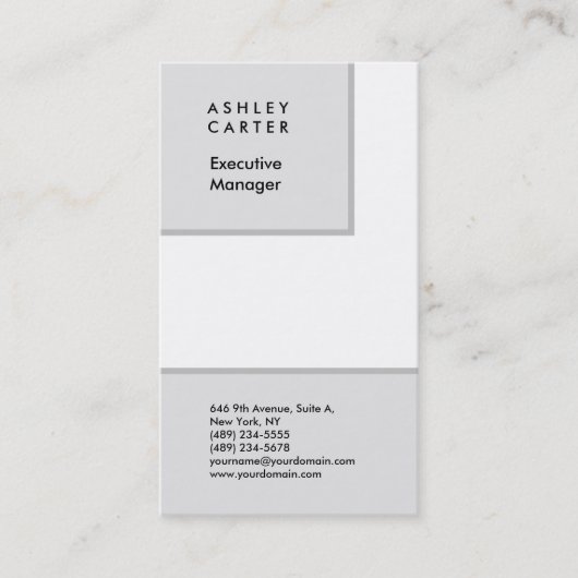 Professioneel grijs witte vlakke, minimalistische  visitekaartje (Voorkant)