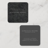 Professioneel grijs zwart gekrabd monogrammen vierkante visitekaartje (Voorkant / Achterkant)