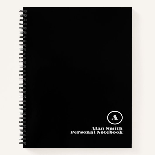Professioneel Grijs Zwart Monogram Notitieboek (Voorkant)
