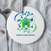 Professioneel Groen Blauw Schoonmakend Logo Bedrij Ronde Button 6,0 Cm (In situ)