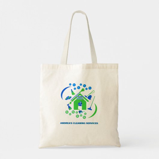Professioneel Groen en Blauw Schoonmakend Bedrijf Tote Bag (Achterkant)
