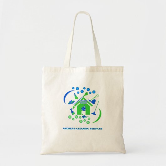 Professioneel Groen en Blauw Schoonmakend Bedrijf Tote Bag (Voorkant)