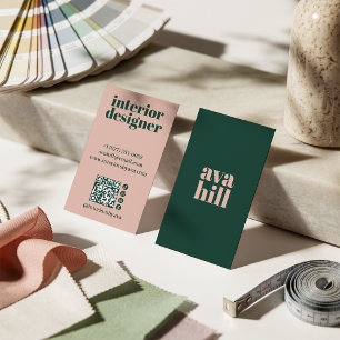 Professioneel groen en roze modern logo minimalist visitekaartje