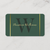 Professioneel Groen Goud Minimalistisch Elegant Mo Visitekaartje (Voorkant)