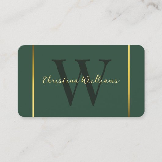 Professioneel Groen Goud Minimalistisch Elegant Mo Visitekaartje (Voorkant)