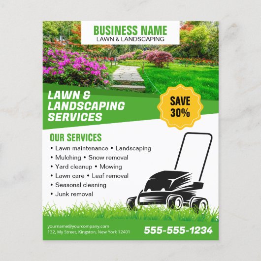 Professioneel Groen Lanscaping Lawn Care maaien Flyer (Voorkant)