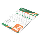 Professioneel groen met oranje streep factuurformu notitieblok (Schuin)
