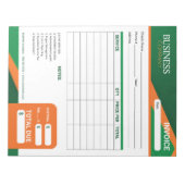 Professioneel groen met oranje streep factuurformu notitieblok (Voorkant)