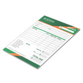 Professioneel groen met oranje streep factuurformu notitieblok (Schuin)