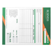 Professioneel groen met oranje streep factuurformu notitieblok (Voorkant)
