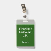 Professioneel, groen, pasbadge met naam van advoca badge (Achterkant met clip)