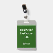 Professioneel, groen, pasbadge met naam van advoca badge (Voorzijde met clip)